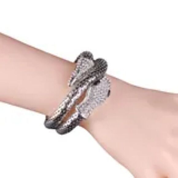 Silver Coiled Snake Bracelet - Picture 1 of 5
